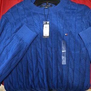Tommy Hilfiger Men's Cable Knit Blue Sweater